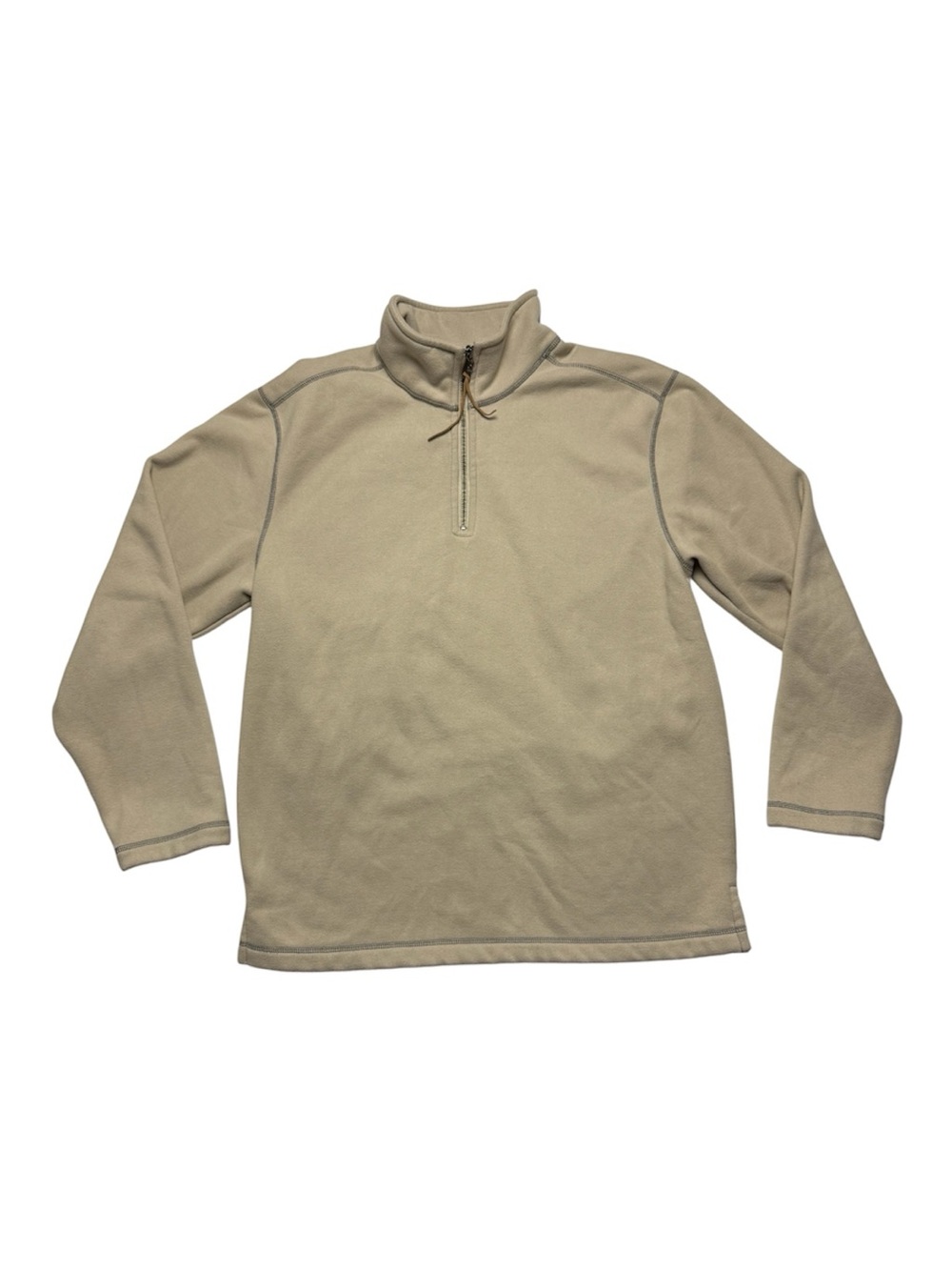 True Grit Quarter-Zip Fleece Pullover in Light Khaki